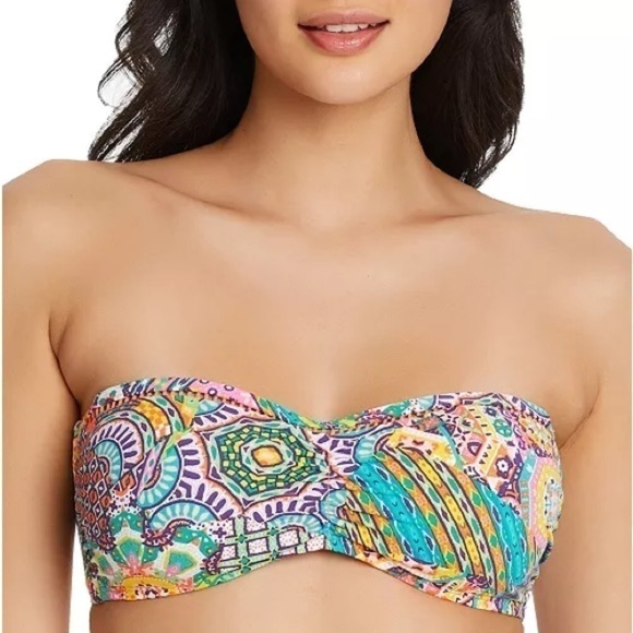 BLEU BY ROD BEATTIE Seriously Sunny Bandeau Bikini Top Multi swimsuit Ne… - Picture 5 of 16